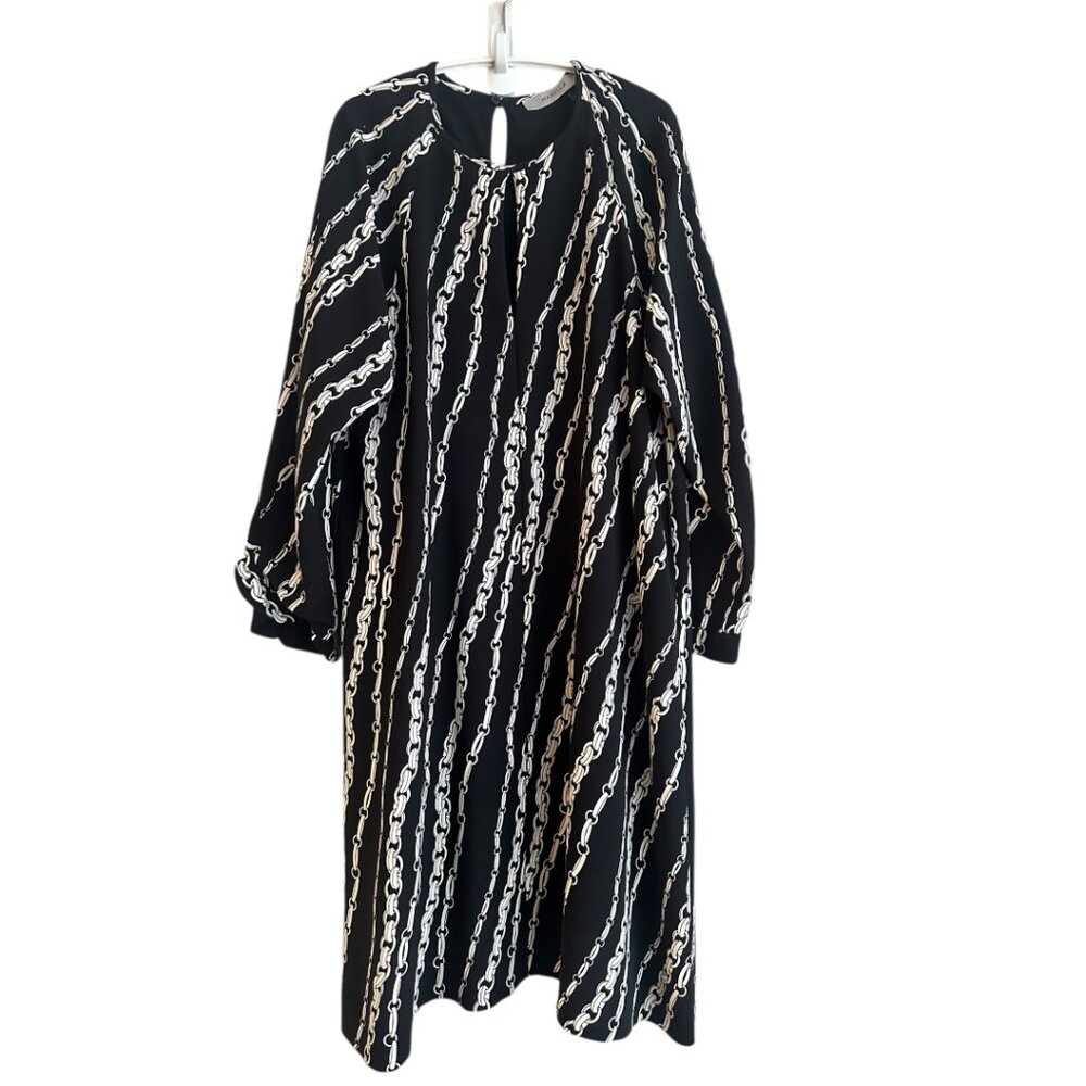Marella black and cream chain print lined dress. Pullover. Size 10